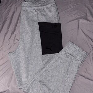 Puma Men's Gray Joggers with Black Pocket